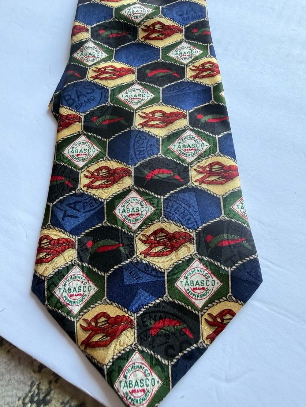 Vintage Tabasco McIlhenny Co. Pepper Sauce Novelty Silk Necktie